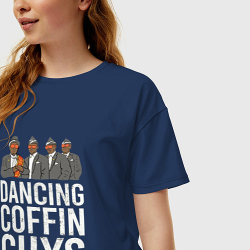 Женская футболка оверсайз Dancing Coffin Guys / Тёмно-синий – фото 3