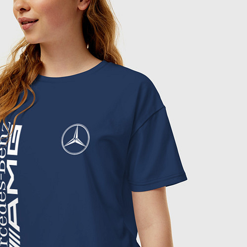 Женская футболка оверсайз MERCEDES-BENZ AMG / Тёмно-синий – фото 3