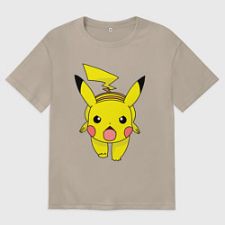 Футболка оверсайз женская ПикачуПикачу, цвет: миндальный