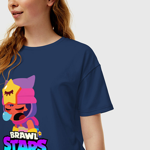 Женская футболка оверсайз BRAWL STARS SANDY / Тёмно-синий – фото 3