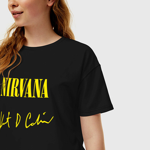 Женская футболка оверсайз NIRVANA АВТОГРАФ КУРТА КОБЕЙНА / Черный – фото 3