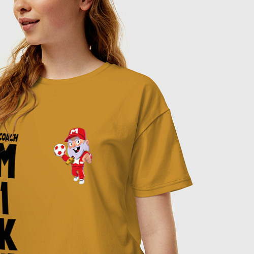 Женская футболка оверсайз B S COACH MIKE / Горчичный – фото 3