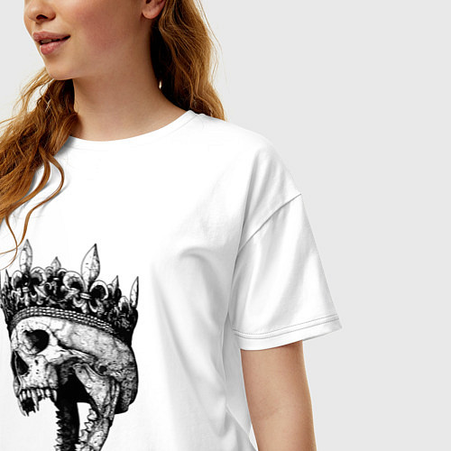 Женская футболка оверсайз Fangs - skull and crown / Белый – фото 3