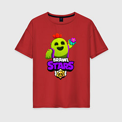 Футболка оверсайз женская BRAWL STARS SPIKE, цвет: красный