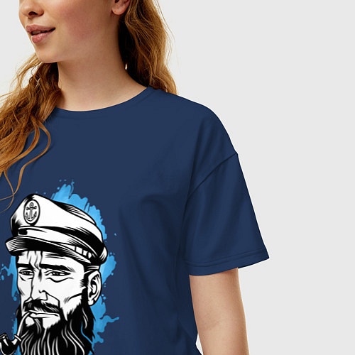 Женская футболка оверсайз Капитан / Тёмно-синий – фото 3