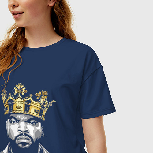 Женская футболка оверсайз Ice Cube King / Тёмно-синий – фото 3