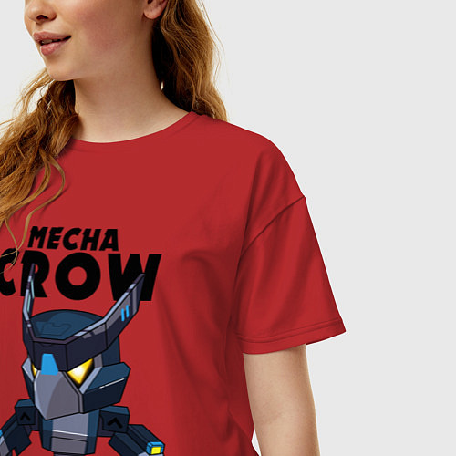 Женская футболка оверсайз B S MECHA CROW / Красный – фото 3