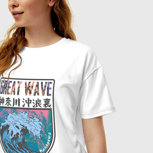 Женская футболка оверсайз Vaporwave Kanagawa / Белый – фото 3