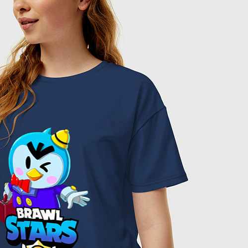 Женская футболка оверсайз BRAWL STARS MR P / Тёмно-синий – фото 3