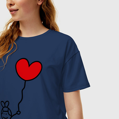 Женская футболка оверсайз Влюбленная девочка / Тёмно-синий – фото 3