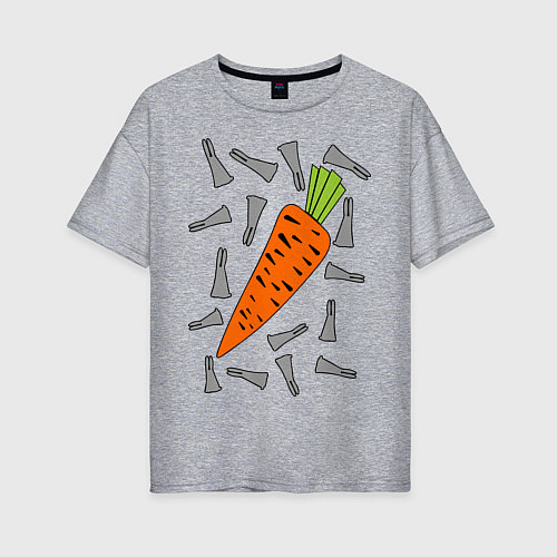 Женская футболка оверсайз Морковка кролика / Меланж – фото 1