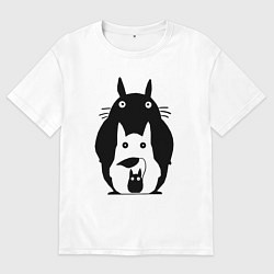 Футболка оверсайз женская Тоторо, цвет: белый