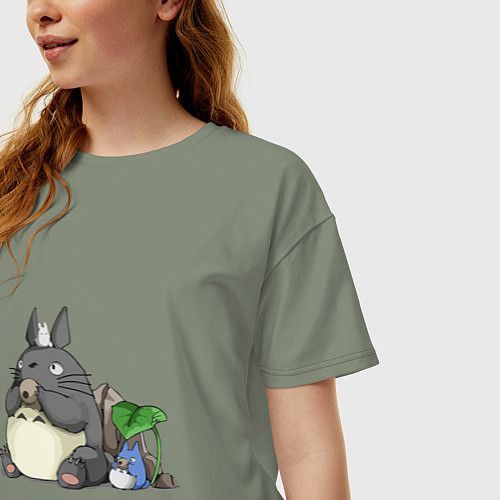 Женская футболка оверсайз Тоторо / Авокадо – фото 3