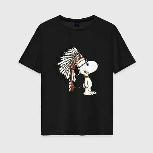 Женская футболка оверсайз Snoopy / Черный – фото 1