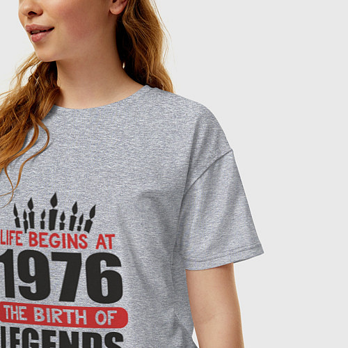 Женская футболка оверсайз 1976 - рождение легенды / Меланж – фото 3