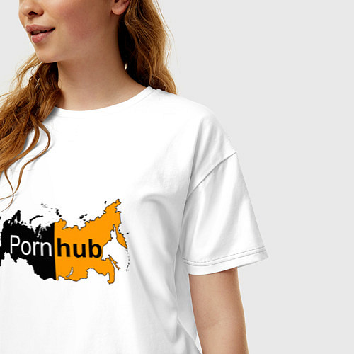 Женская футболка оверсайз Logo PornHub / Белый – фото 3