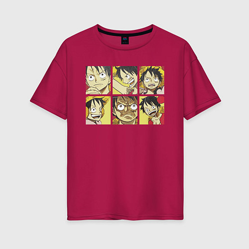 Женская футболка оверсайз Monkey D Luffy / Маджента – фото 1