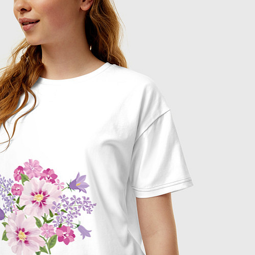 Женская футболка оверсайз Полевые цветы / Белый – фото 3