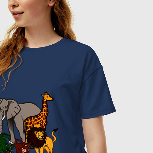 Женская футболка оверсайз Африка / Тёмно-синий – фото 3