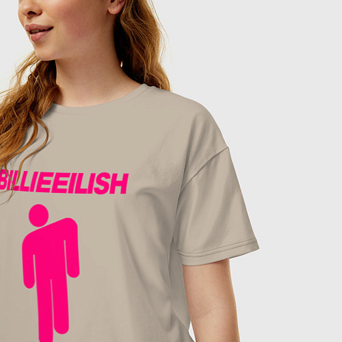 Женская футболка оверсайз BILLIE EILISH / Миндальный – фото 3
