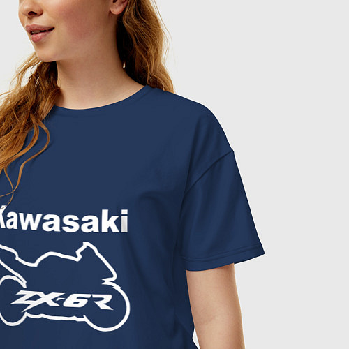 Женская футболка оверсайз KAWASAKI Z / Тёмно-синий – фото 3