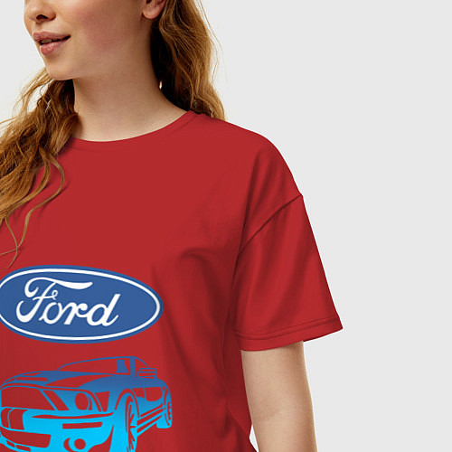 Женская футболка оверсайз Ford Z / Красный – фото 3