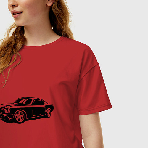 Женская футболка оверсайз Ford Mustang Z / Красный – фото 3