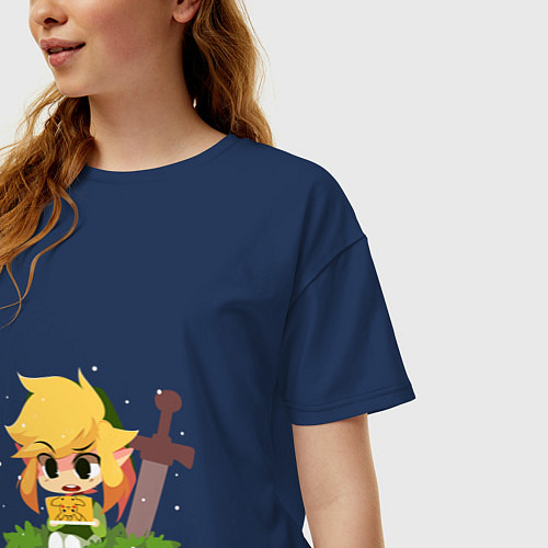 Женская футболка оверсайз The Legend of Zelda / Тёмно-синий – фото 3