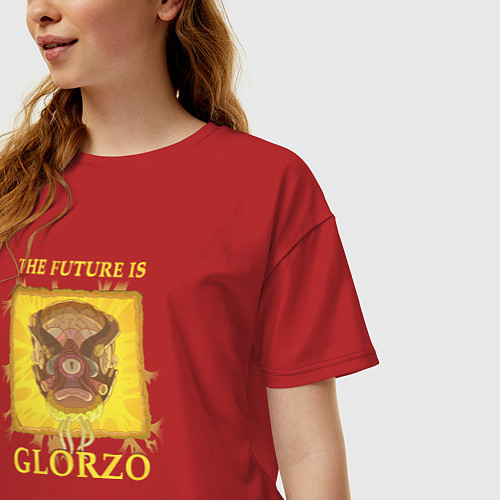 Женская футболка оверсайз Будущее - Глорзо / Красный – фото 3