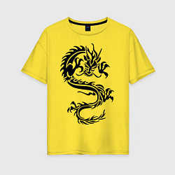 Футболка оверсайз женская Дракон орнамент, цвет: желтый