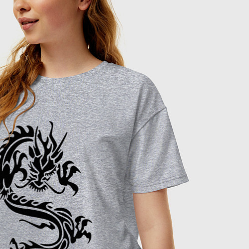 Женская футболка оверсайз Дракон орнамент / Меланж – фото 3
