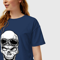 Футболка оверсайз женская Skull and glasses, цвет: тёмно-синий — фото 2