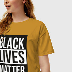 Футболка оверсайз женская BLACK LIVES MATTER, цвет: горчичный — фото 2