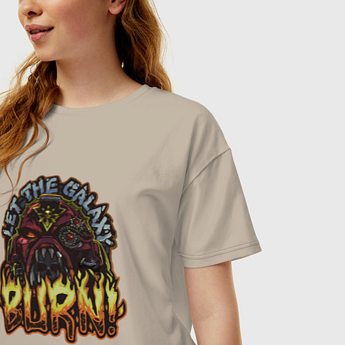 Женская футболка оверсайз Lets the galaxy burn / Миндальный – фото 3