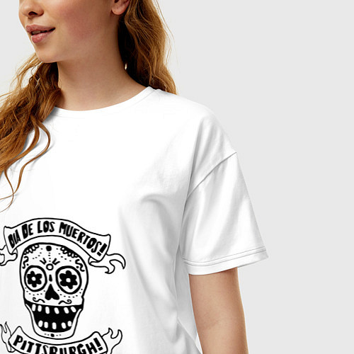 Женская футболка оверсайз Dia de los muertos! / Белый – фото 3