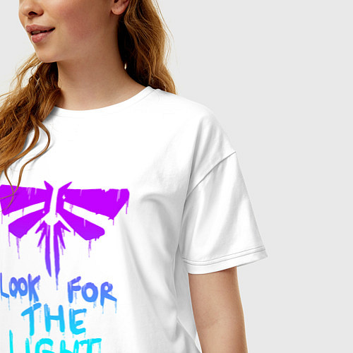 Женская футболка оверсайз ЦИКАДЫ LOOK FOR THE LIGHT / Белый – фото 3