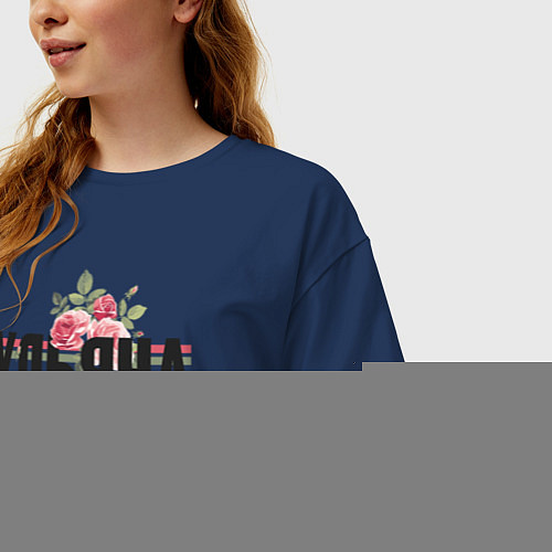 Женская футболка оверсайз Ульяна / Тёмно-синий – фото 3