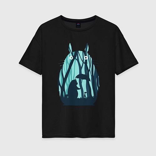 Женская футболка оверсайз Totoro / Черный – фото 1