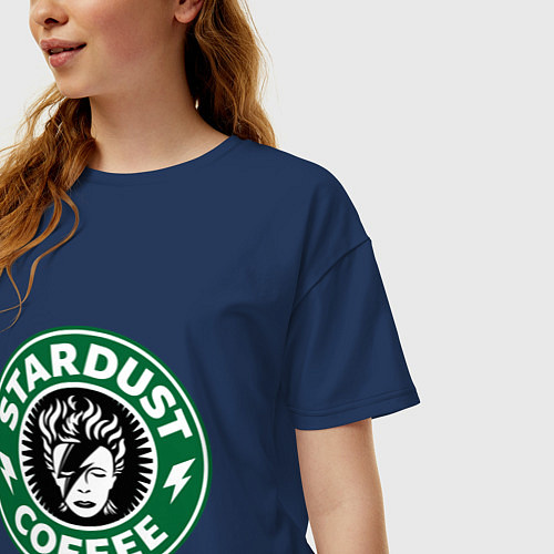 Женская футболка оверсайз Stardust coffee / Тёмно-синий – фото 3