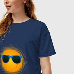 Футболка оверсайз женская Солнышко в очках, цвет: тёмно-синий — фото 2