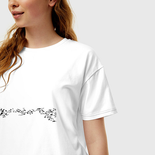 Женская футболка оверсайз Одуванчик скрипичный ключ ноты / Белый – фото 3
