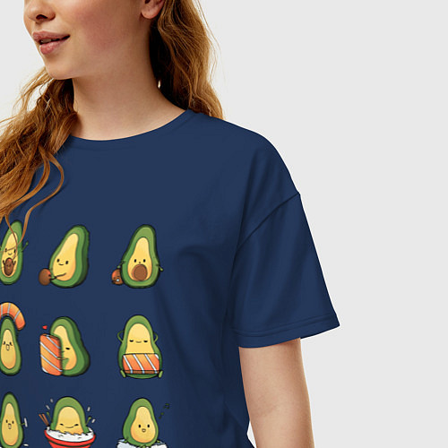Женская футболка оверсайз Life Avocado / Тёмно-синий – фото 3