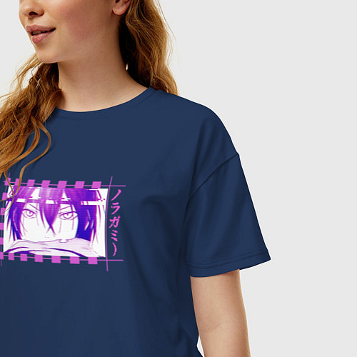 Женская футболка оверсайз Бездомный бог Ято / Тёмно-синий – фото 3