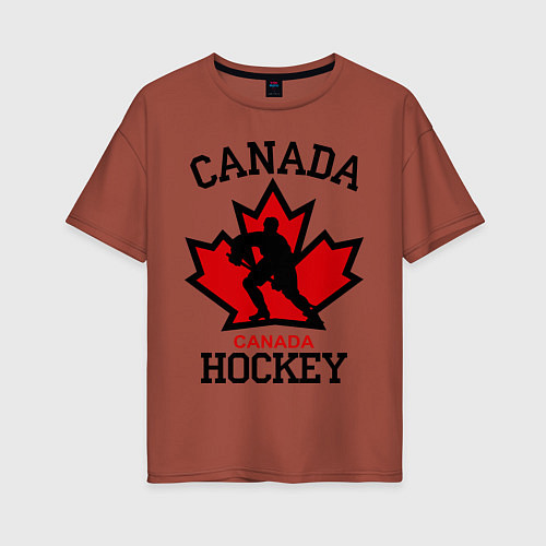 Женская футболка оверсайз Canada Hockey / Кирпичный – фото 1