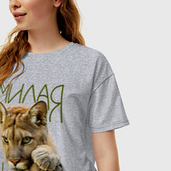 Футболка оверсайз женская Милая киса, цвет: меланж — фото 2