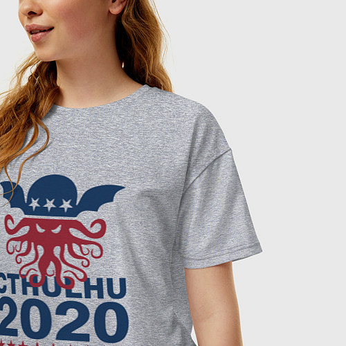 Женская футболка оверсайз CTHULHU 2020 / Меланж – фото 3