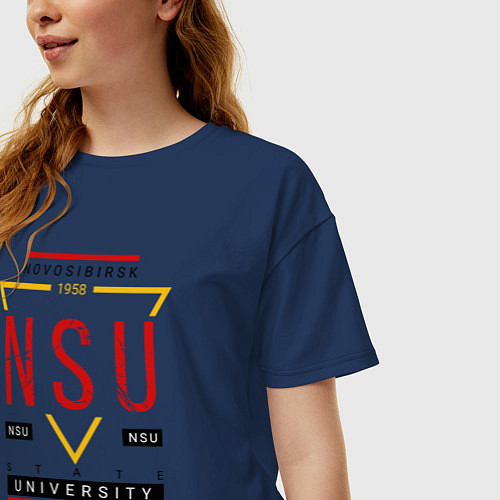Женская футболка оверсайз NSU / Тёмно-синий – фото 3