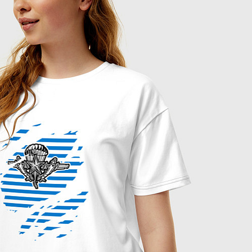 Женская футболка оверсайз Рваная тельняшка / Белый – фото 3