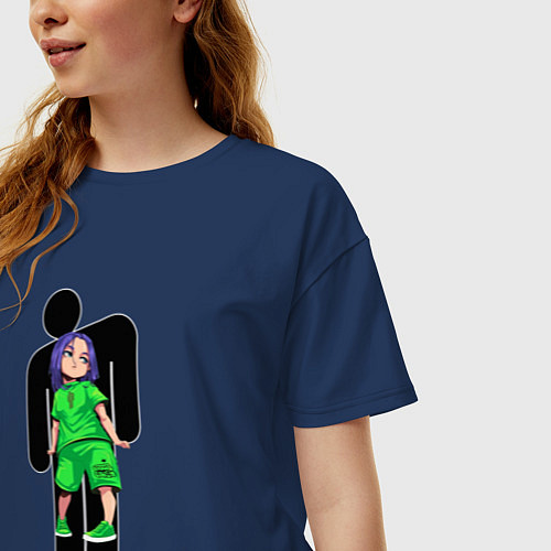 Женская футболка оверсайз Билли айлиш / Тёмно-синий – фото 3