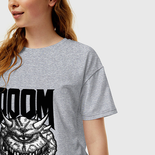 Женская футболка оверсайз КАКОДЕМОН DOOM Z / Меланж – фото 3